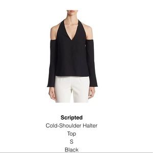 NWT Scripted cold shoulder halter top